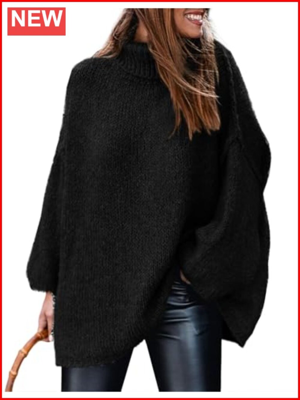 Women's Chunky Knit Turtleneck Pullover Sweater Oversized Long Sleeve Cozy Fall